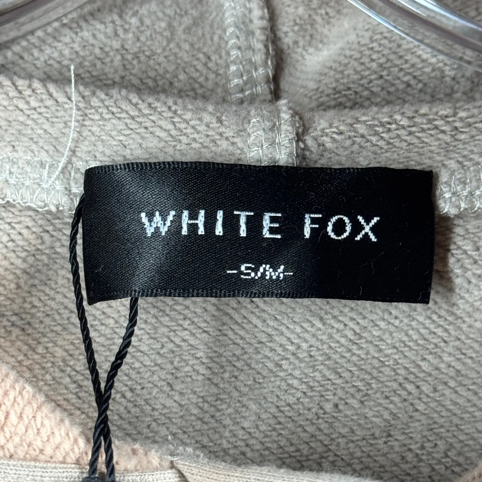 White Fox Oversized Hoodie Womens S/M Beige Gray‎ Pullover Streetwear Y2K Casual - Image 7