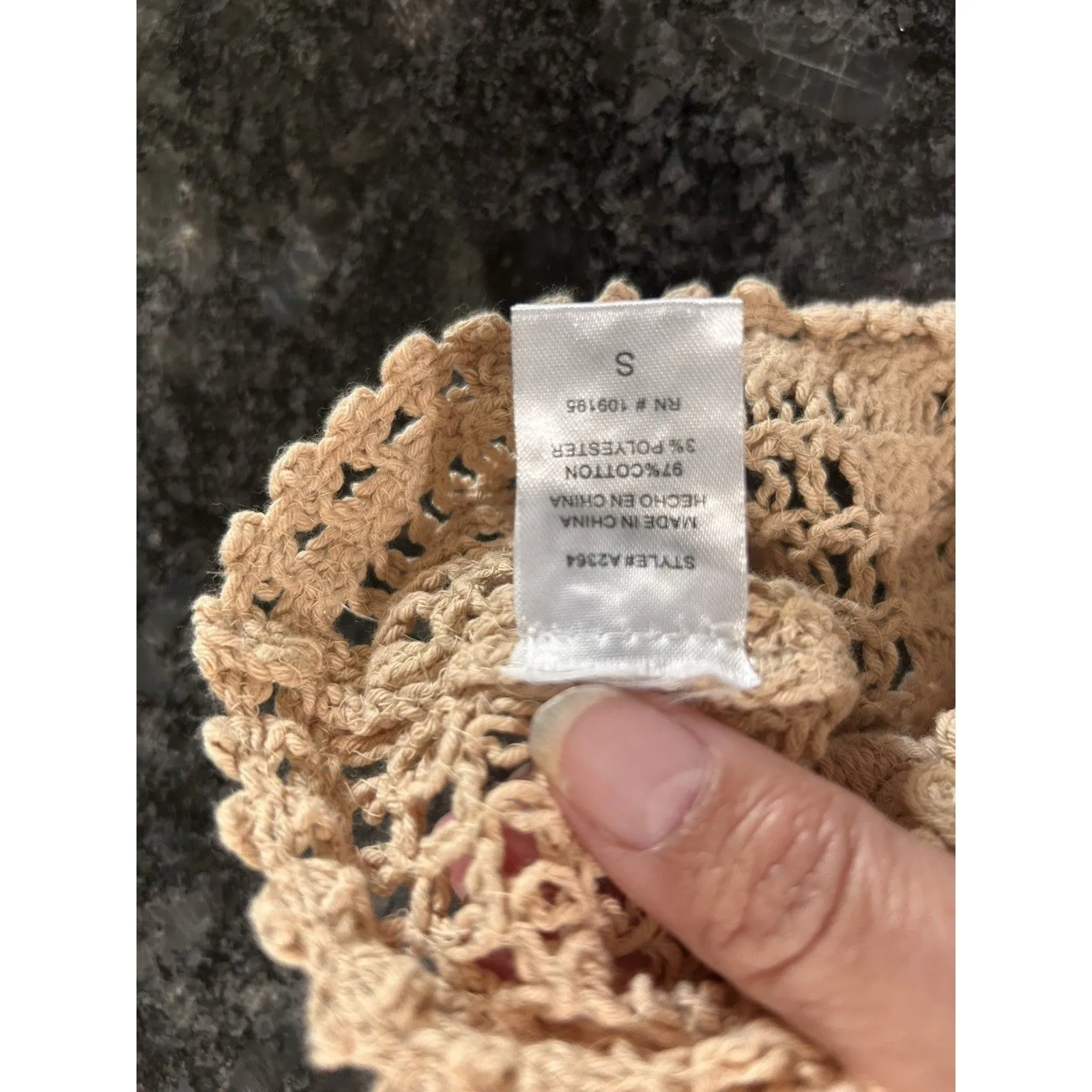 Julia By Love Beige Crochet Cropped Vest Shirt Tank Size Small Fairy Cottage - Image 5