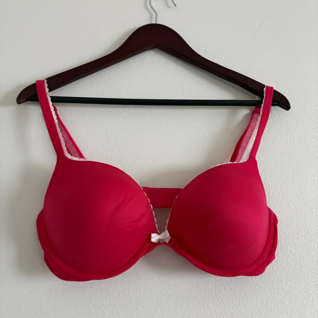 Victoria's Secret Body by Victoria Push-Up Perfect Shape Bra 36D Red Pink Lace - Image 2