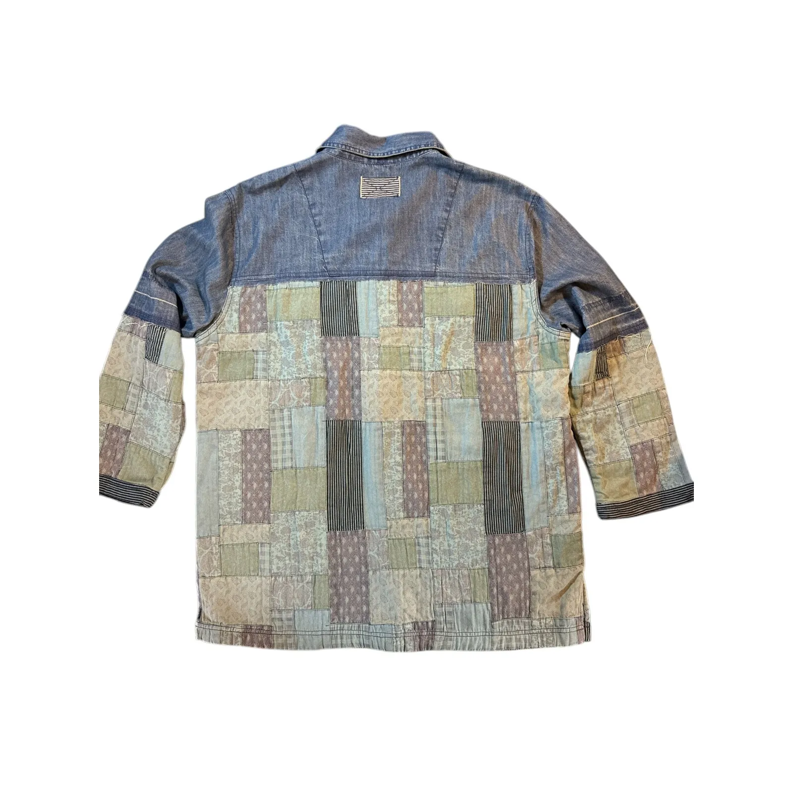 We The Free (Free People) Patchwork Denim Jacket / Shacket — Size M (NWOT) - Image 2