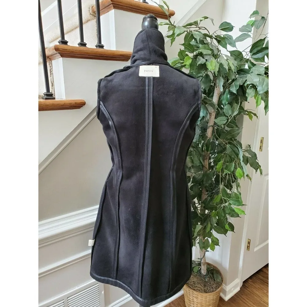 Pepita Women's Black Stylish Long Sleeve Buttons Casual Long Coat Size X - Image 8