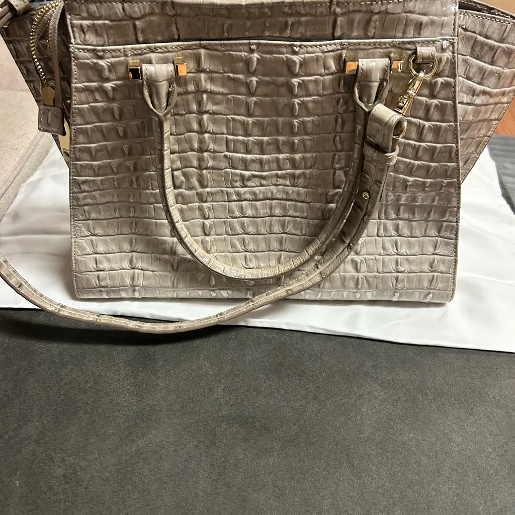 Brahmin  Croc-Embossed Cream Tote - Image 6