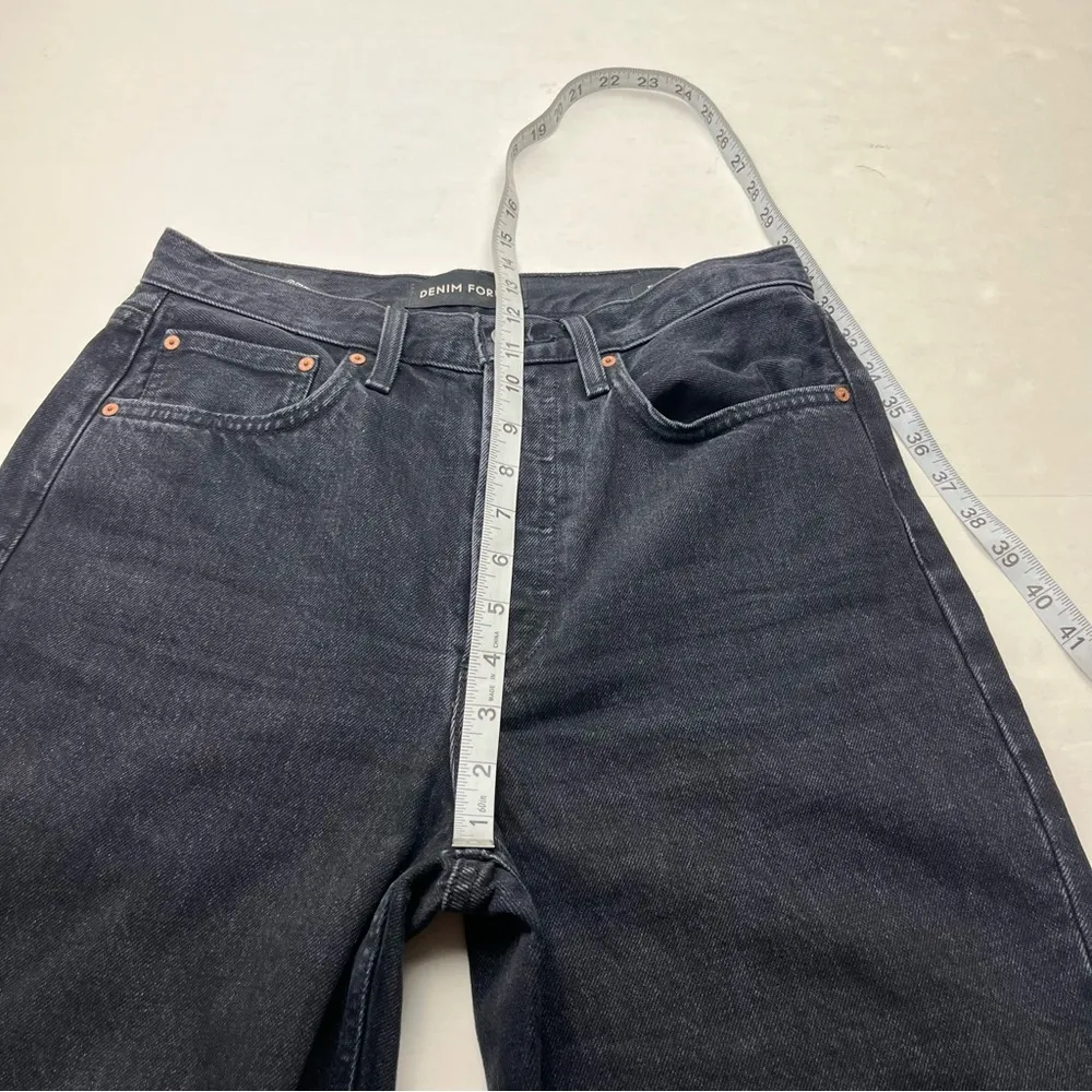 Aritzia Denim Forum The BF High Rise Loose 28L SZ 26 Black Denim Jean Button Fly - Image 3