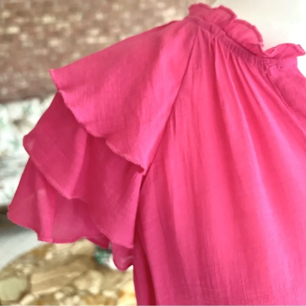 Nanette Lepore Pink Gauze Flutter Sleeve Top S - Image 4