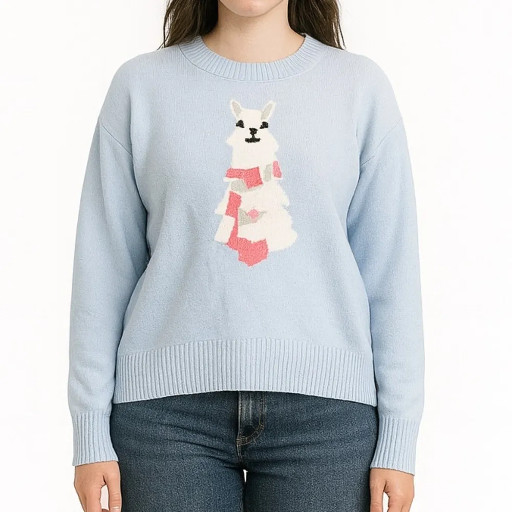Loft Blue Sweater with Llama Design - Image 2