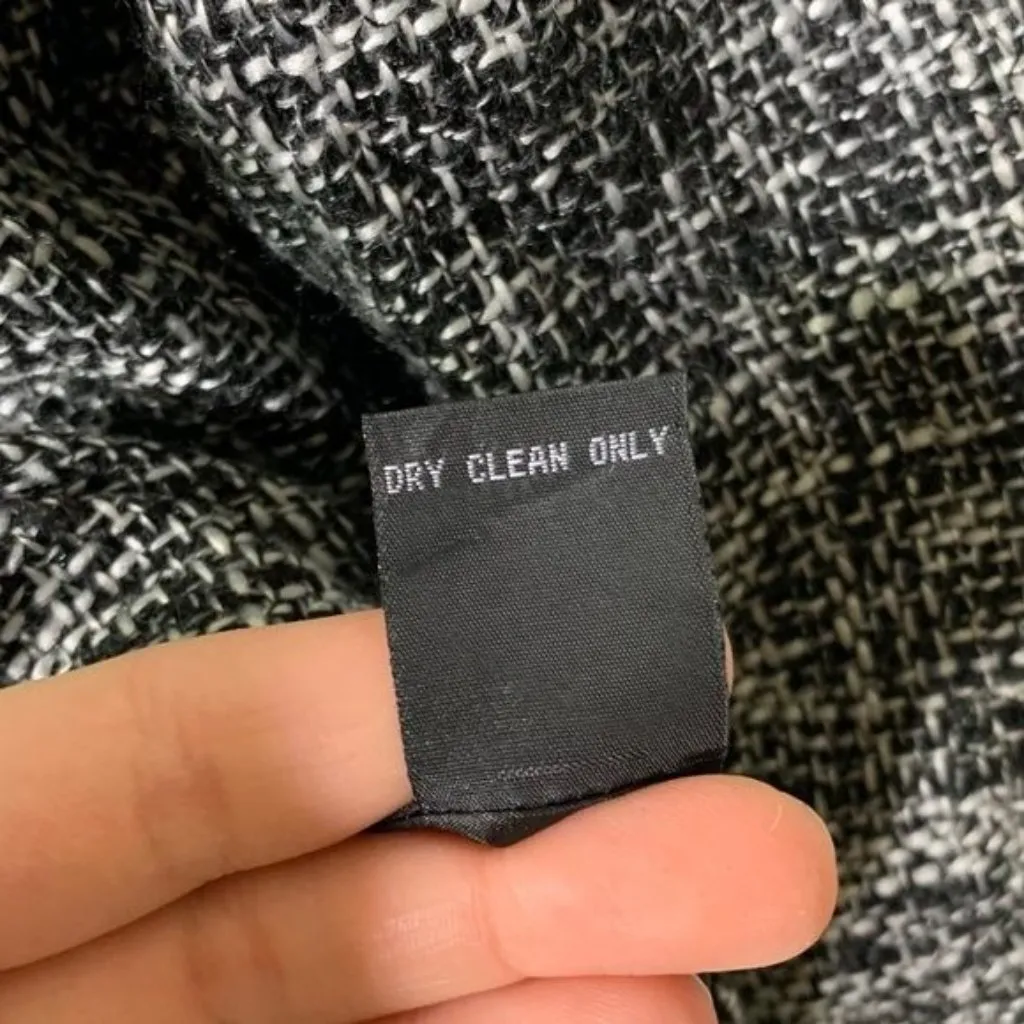 Love Stitch Tweed Blazer Size Large Faux Leather Black White Zip Front New - Image 11