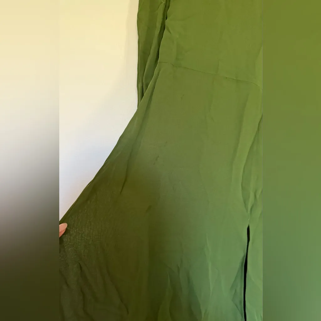 Reformation Galena Long Sleeve Dress in Olive - Image 8