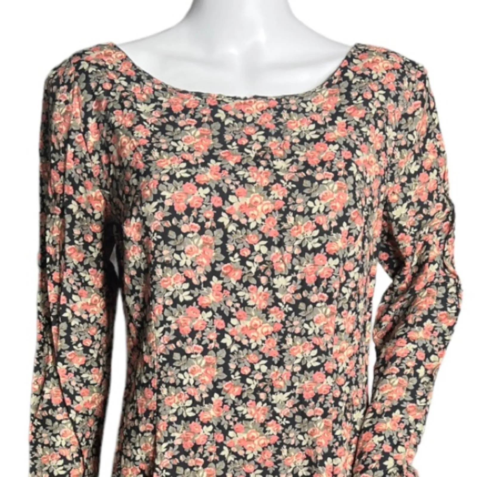 E.D. Michaels Dress Womens 8 10 Petite Fit & Flare Black Pink Floral Vintage Y2K Size 8P - Image 4