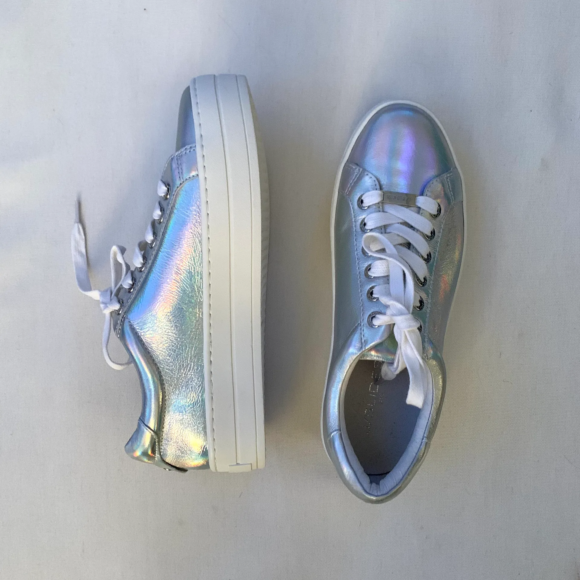 JSlides NEW J Slides Silver Metallic Platform Sneakers Shoes - Image 2