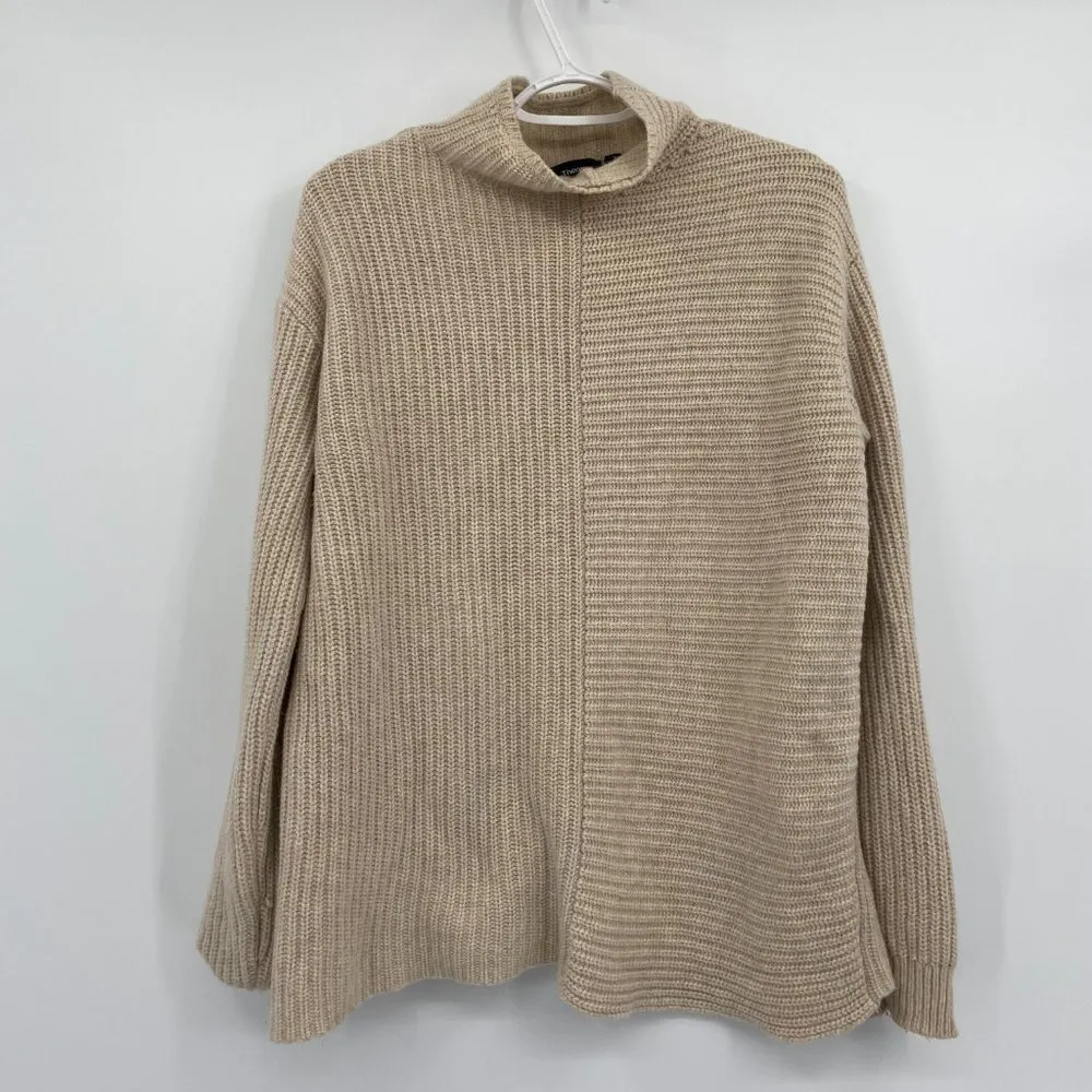 THEORY Oversize Funnel Neck Sweater Oatmeal - Image 2