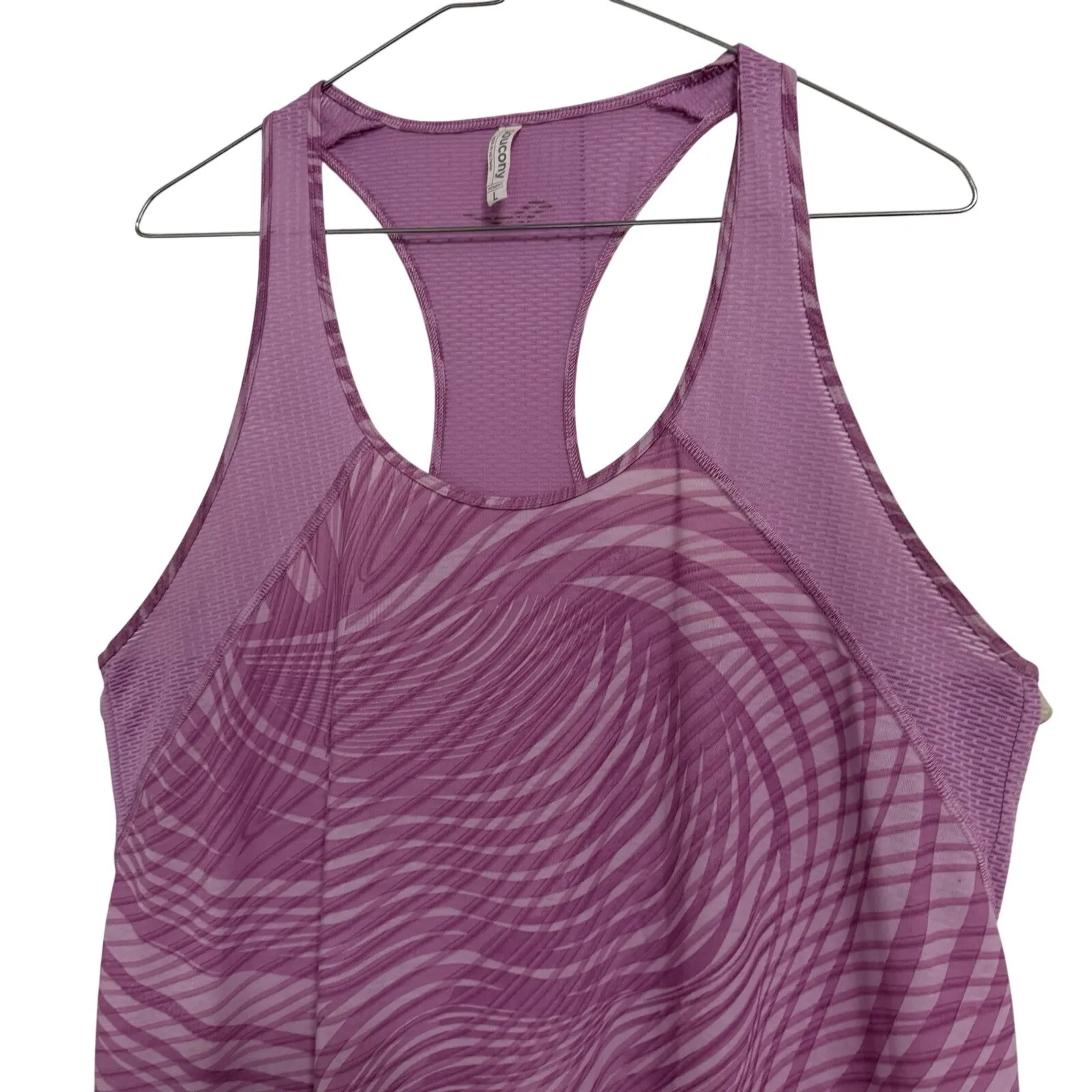 Saucony Womens Racerback Tank Top Purple Swirl Athletic Workout Gym Size L - Image 7