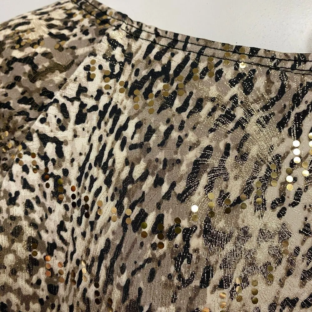 MSK Women's Brown Gold Dots Snake Print Ruched Sweetheart Neck Blouse Size L Y2K Size L - Image 5