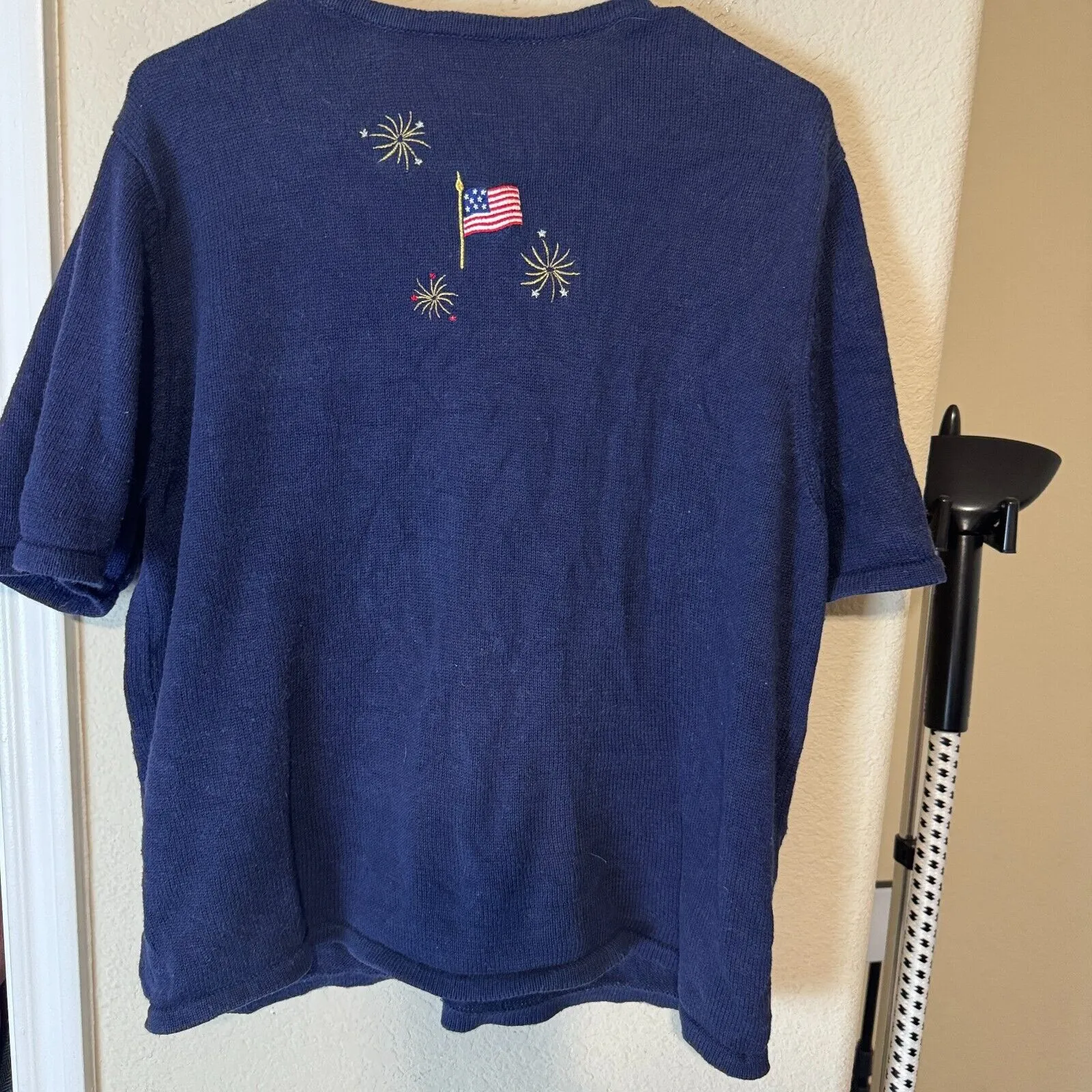 Croft & Barrow Cardigan Sweater Fireworks Flags Embroidered 4th of July USA XL - Image 5