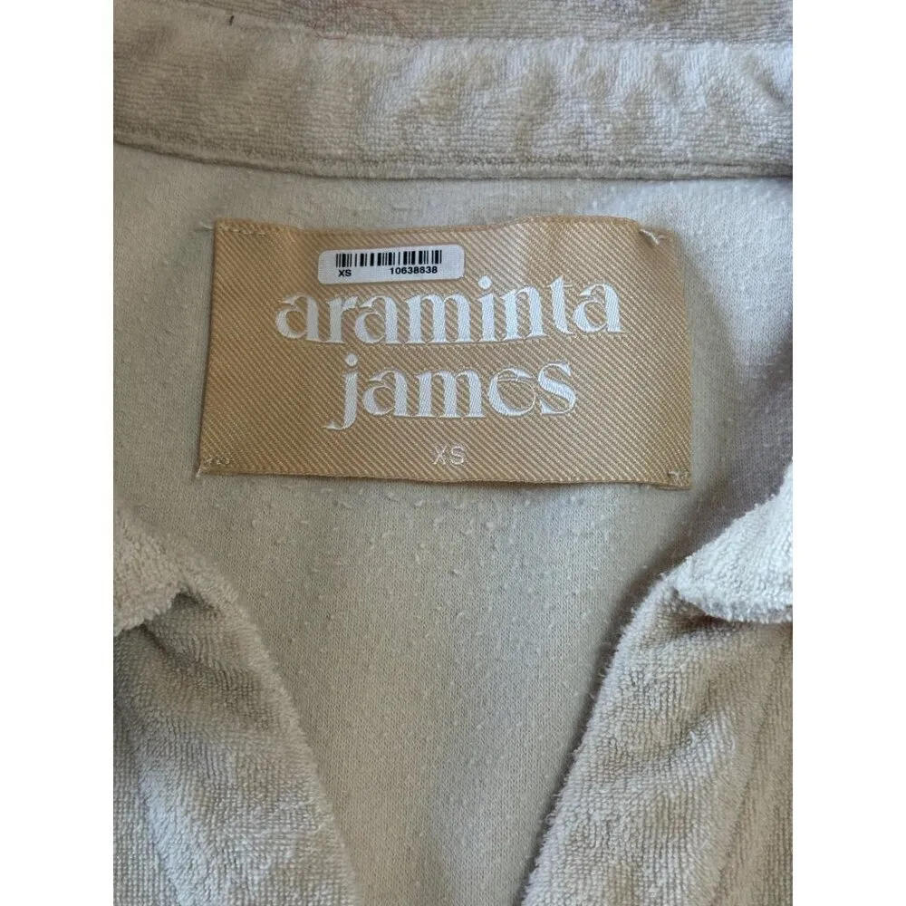 Araminta James Terry Shirt in Biscuit XSmall Womens Button Down Blouse Top Tan Size XS - Image 7