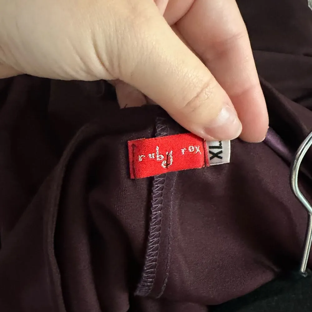 Y2k Ruby Rox V-Neck Fitted Midi Sheath Dress Burgundy XL - Image 5