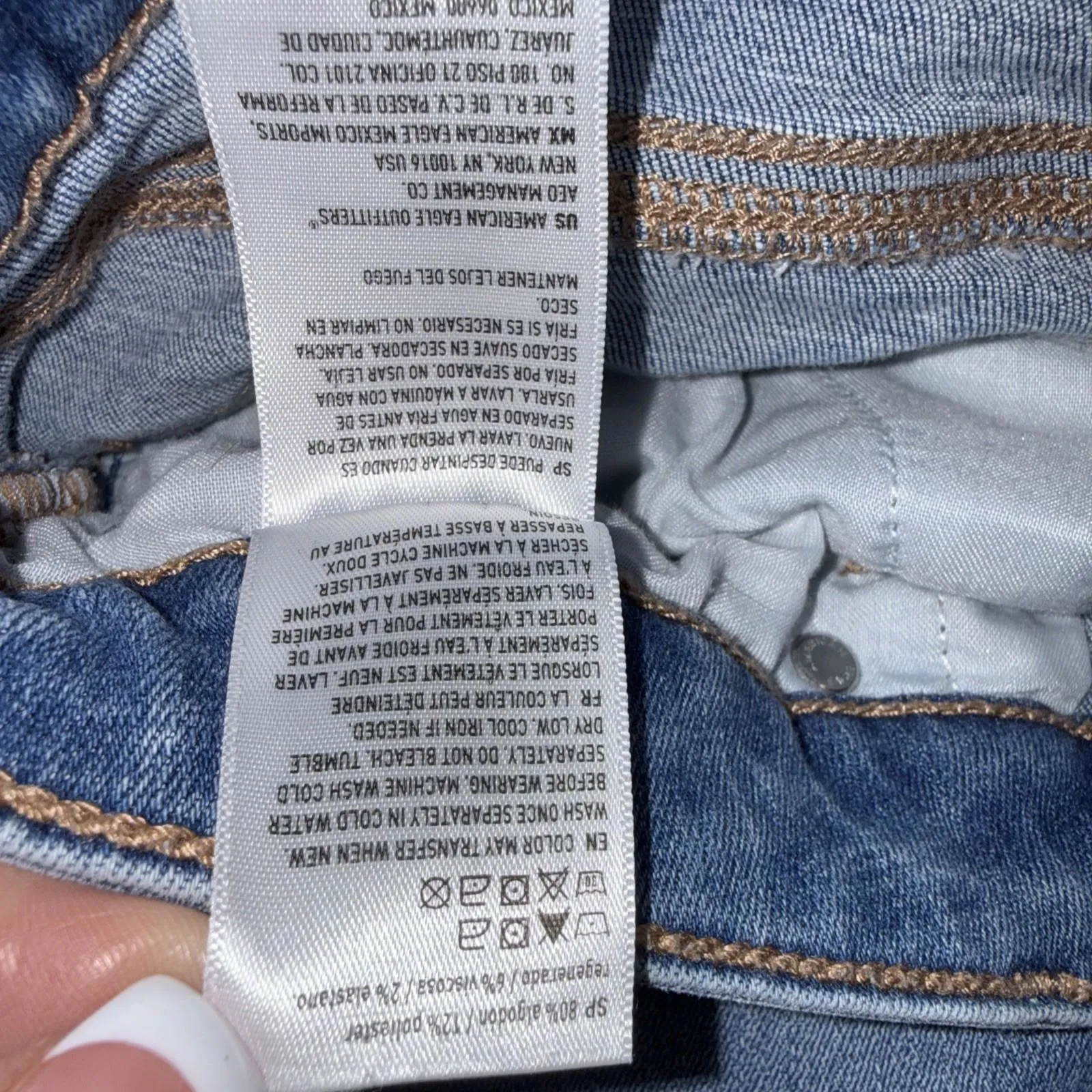 American Eagle Blue Flap Button Pocket Artist Flare Low Rise Stretch Jeans Sz 2 - Image 7