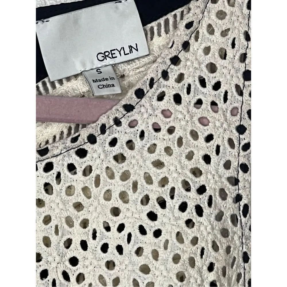 Greylin Women's Sweetheart Top Crochet Avery Lace Cutout Mini Dress Navy… - Image 7