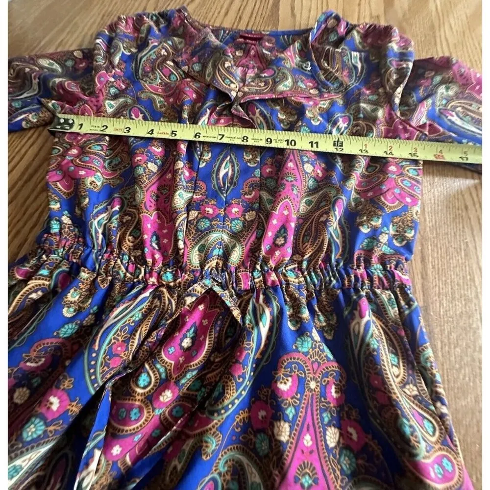 Merona Blue Pink Paisley Long Sleeve Dress Light Weight Colorful Casual - Image 12