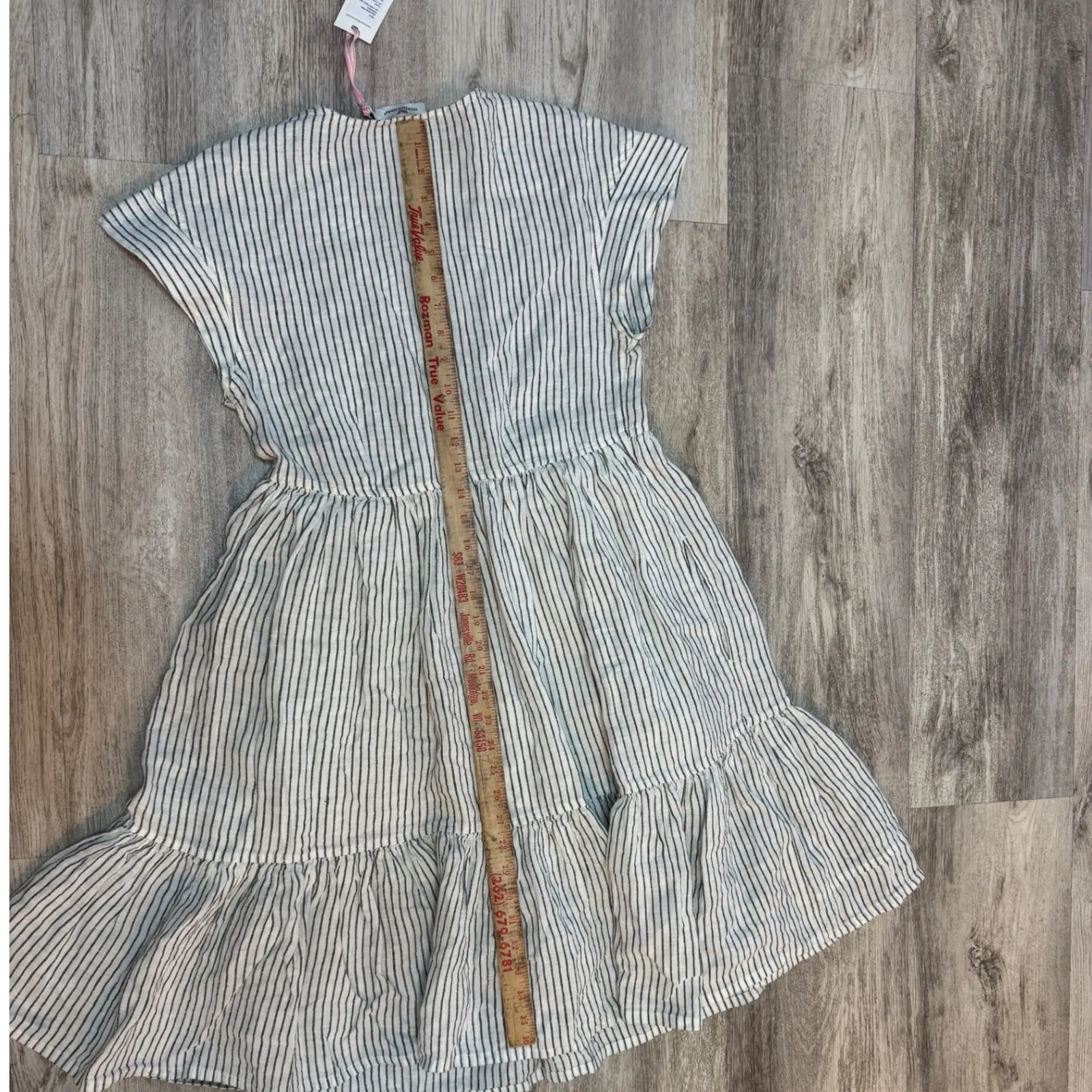 Vineyard Vines Jet Stripe Tiered‎ Linen Dress XS V Neck Cap Sleeve NWT - Image 9