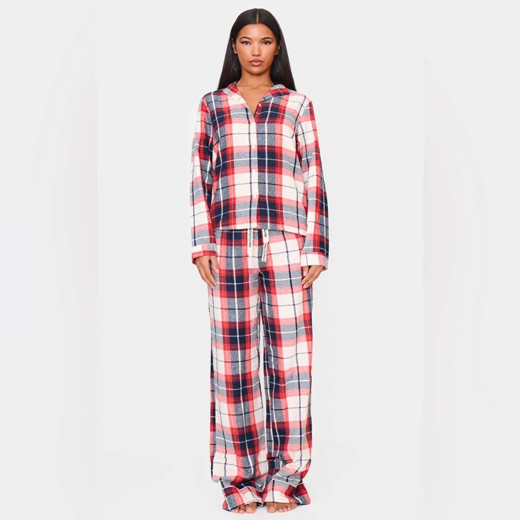 NWT PrettyLittleThing Plus Plaid Checked Pajama Top Button PJ Shirt 2XL Top Only - Image 3