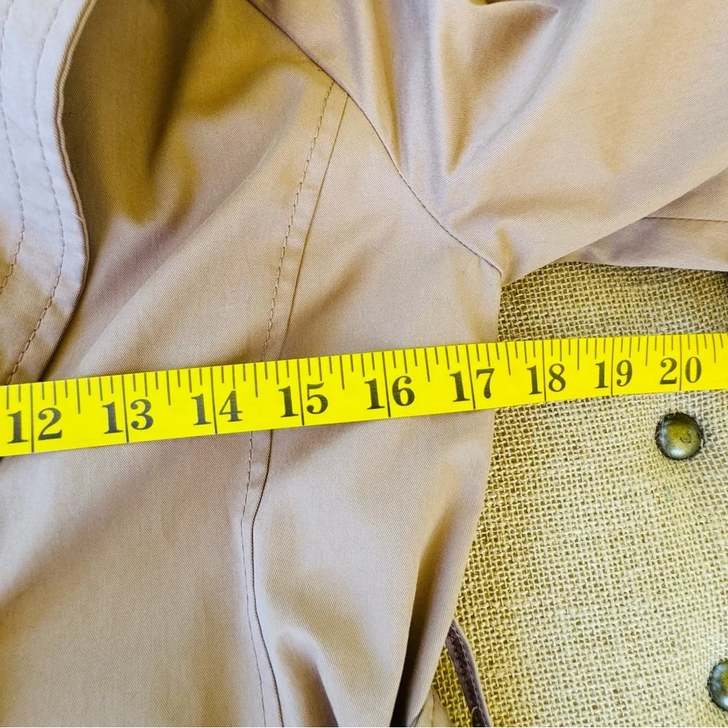 Banana Republic Water-Resistant Tie-Sleeve Trench Coat Jacket Camel Tan Belted - Image 7