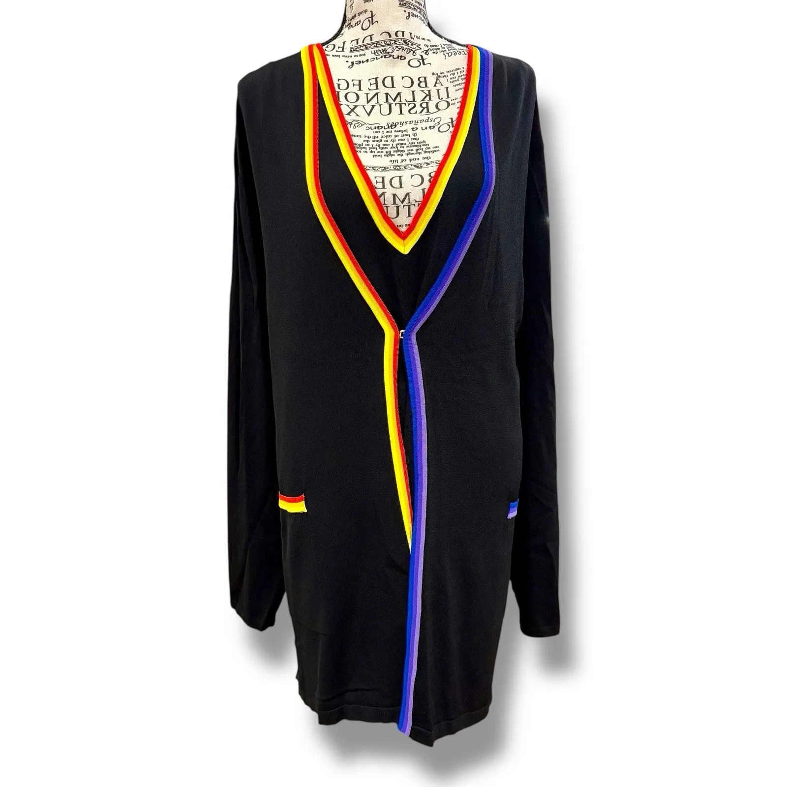 NWT Marina Rinaldi Size 2X Black Color Block Striped Sweater Set Max Mara $975 - Image 2