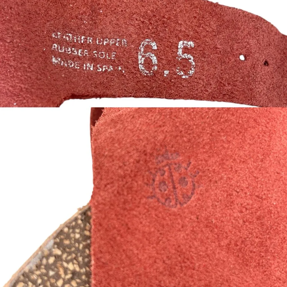 Yokono Double Band Wedge Cork Sandals Rust 6.5 Orange - Image 10