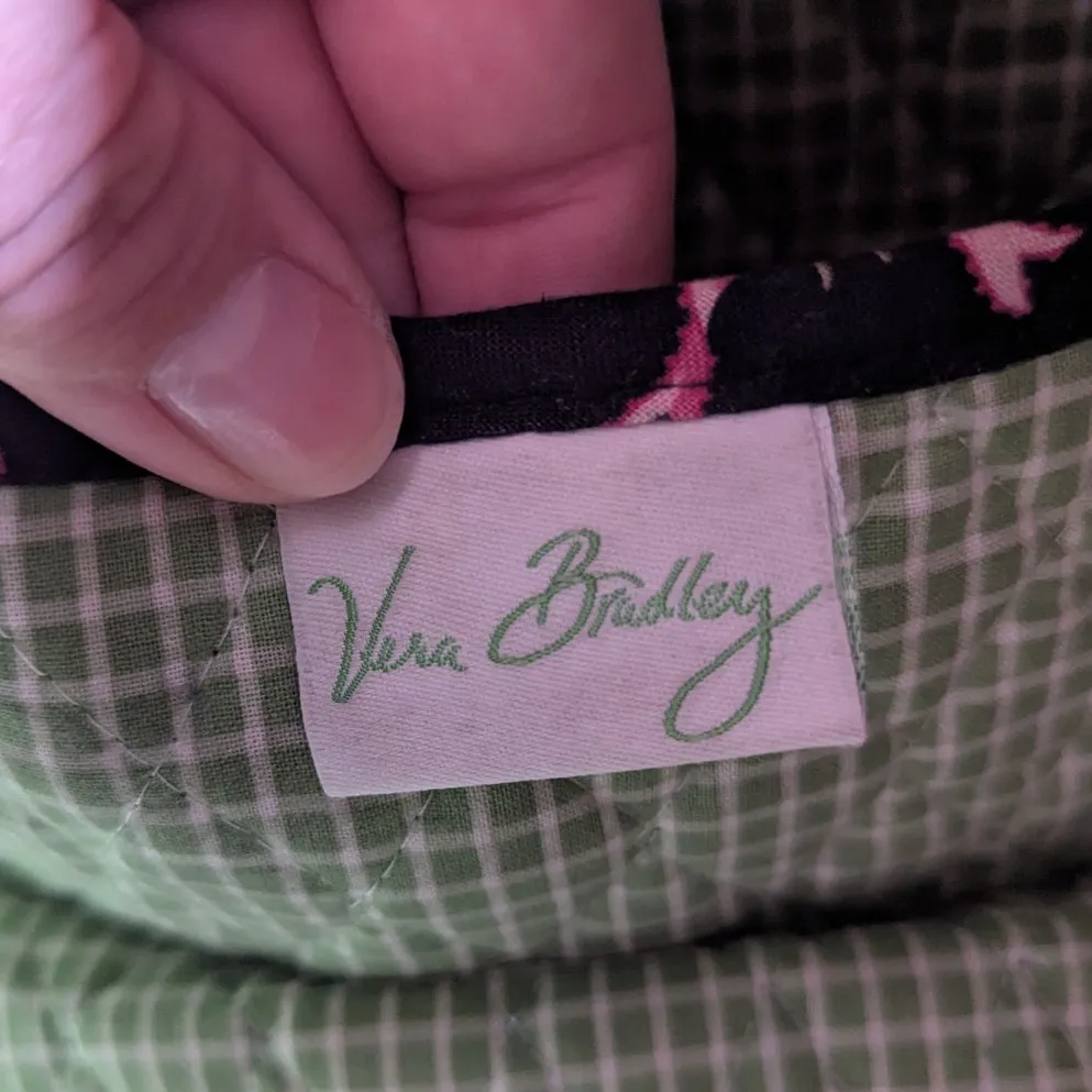 Vtg 1990s Vera Bradley Hope Black Coquette Bow Floral Print Button Shoulder Bag - Image 5