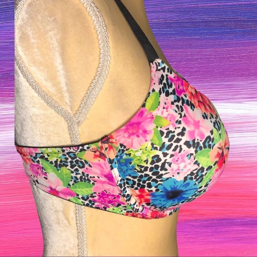 Pink brand beautiful floral push up bra - Image 2