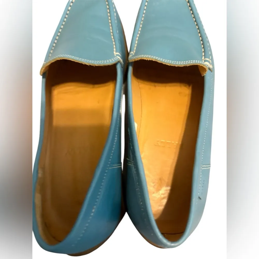 Bally dera Blue Leather Loafers shoes size 7.5 - Image 3