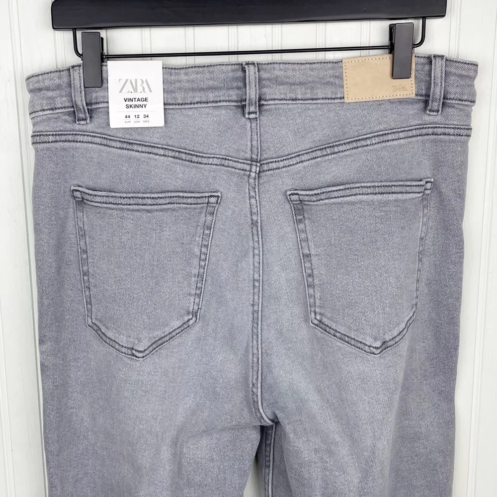 NEW Zara Hi-Rise Ankle Length Vintage Skinny Jeans Grey Denim Size 44 US 12 - Image 5