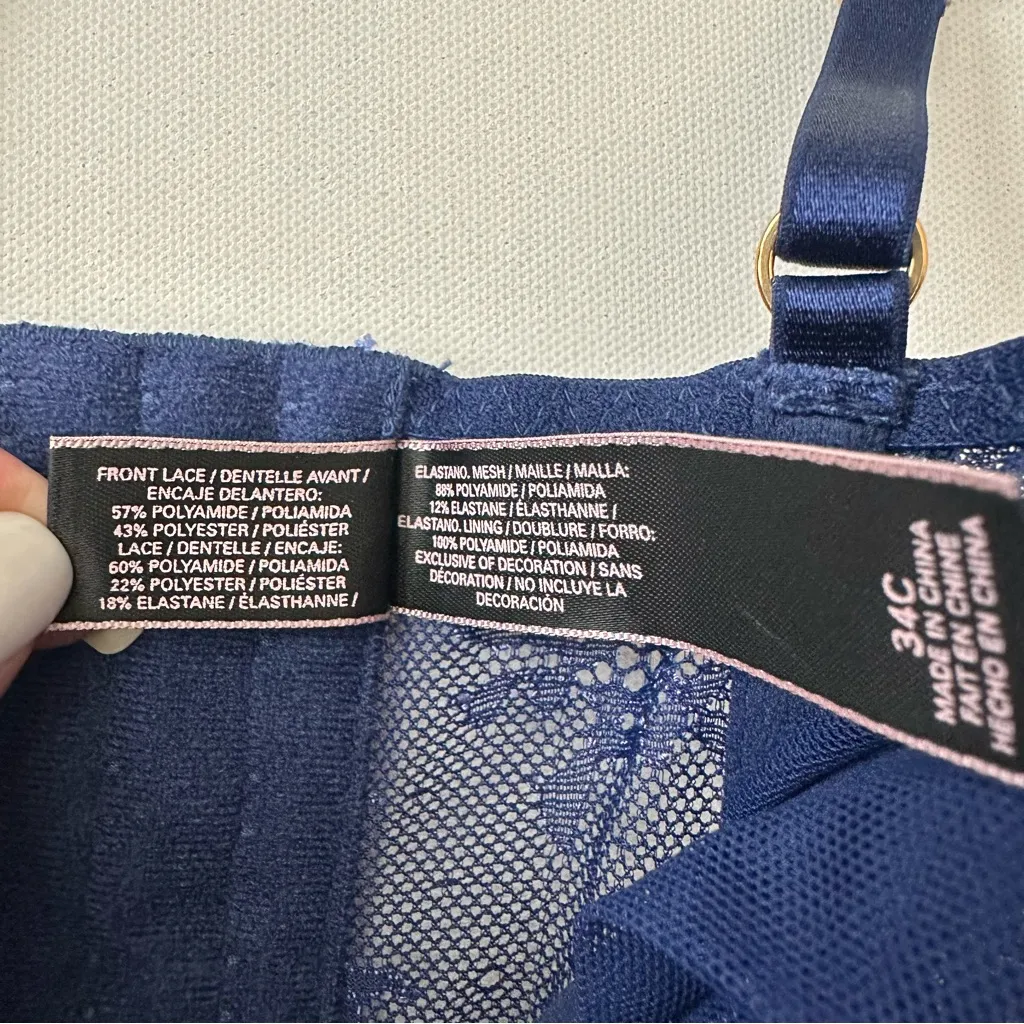 Victoria's Secret Midnight Blue Lace Garter Corset Size 34C - Image 12