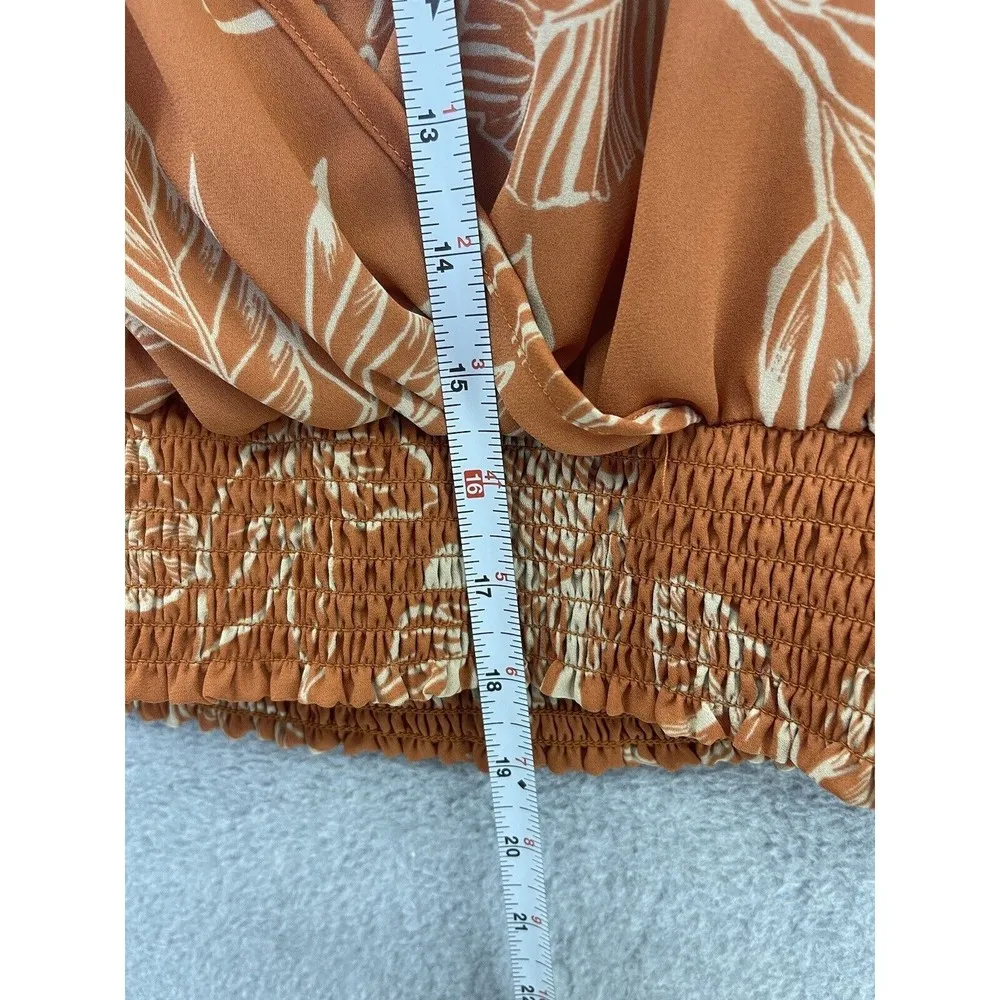 Sienna Sky Women's Blouse Surplice Blouse Burnt Orange Short Sleeve Size Medium - Image 6