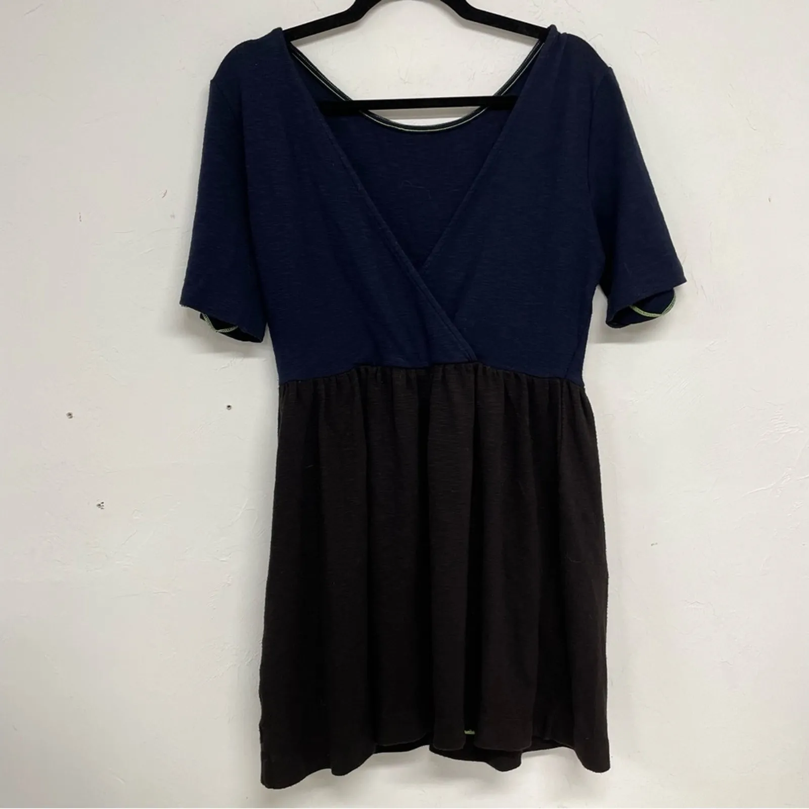 Free People Beach Black & Blue Babydoll Mini Dress Low Back Womens S Empire - Image 4