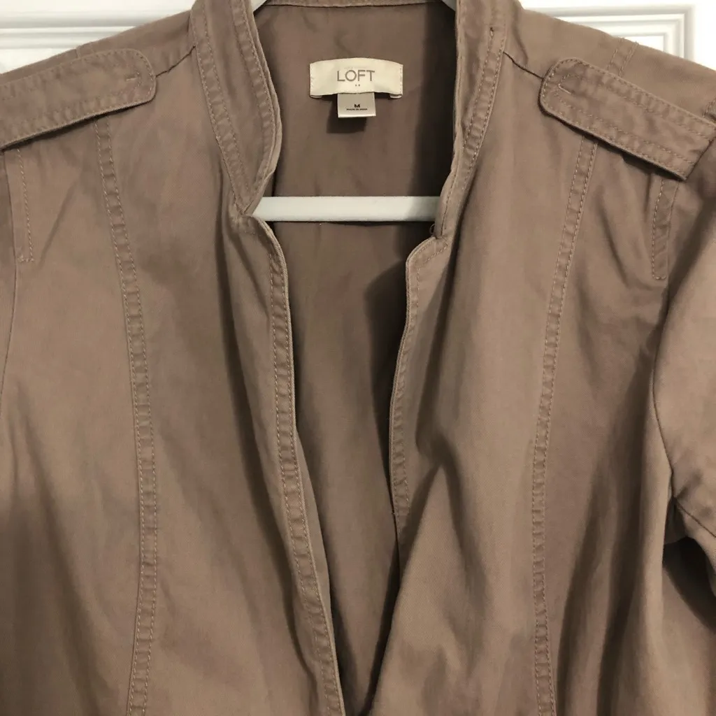 Loft tan brown light weight jacket 100% cotton women‎ size medium outdoor spring - Image 6