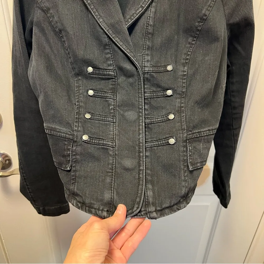 Converse Y2K Washed Black Denim One Star  Jean Jacket Women’s Cropped Snap Front - Image 3