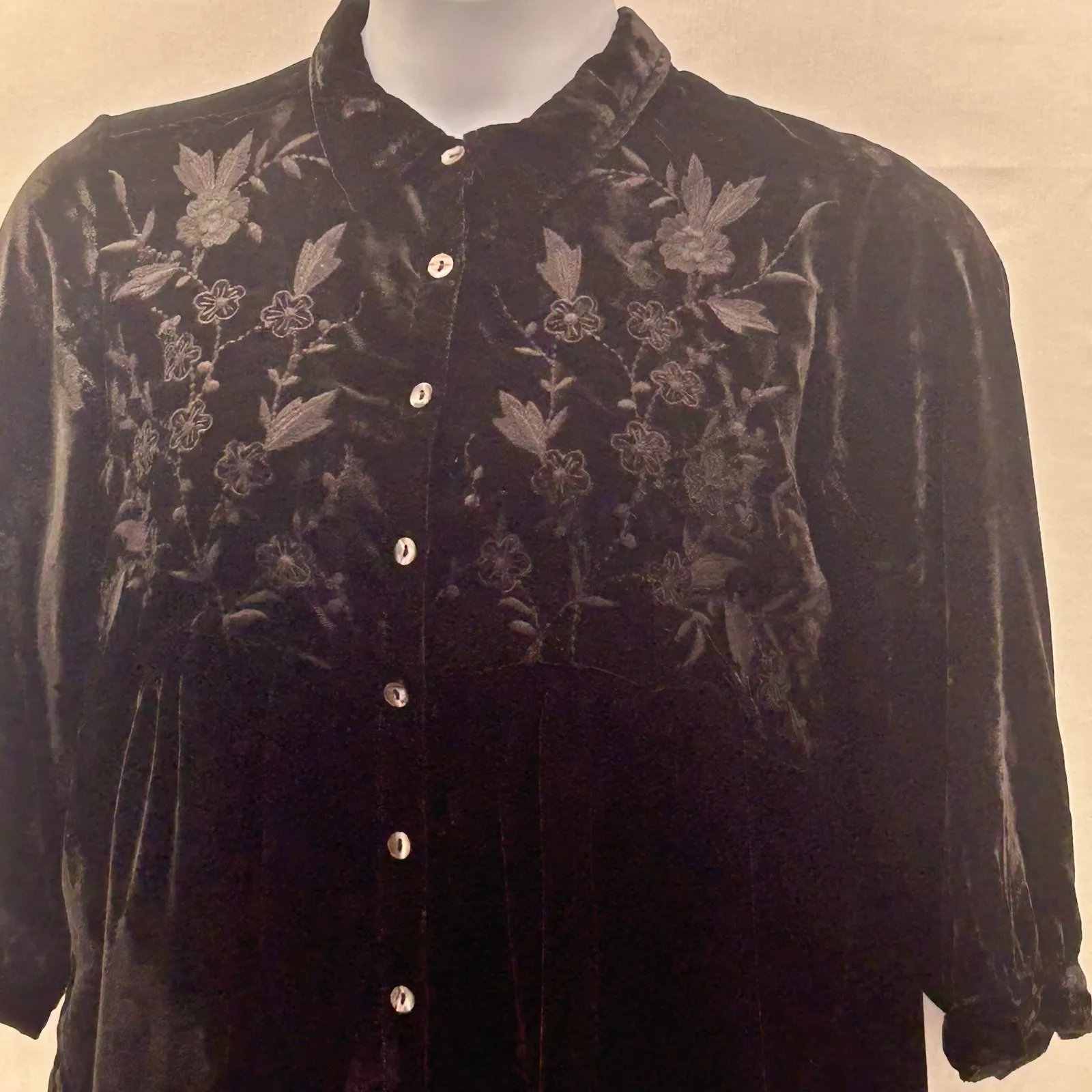 April Cornell Velvet Button Up Shirt Medium Black - Image 11