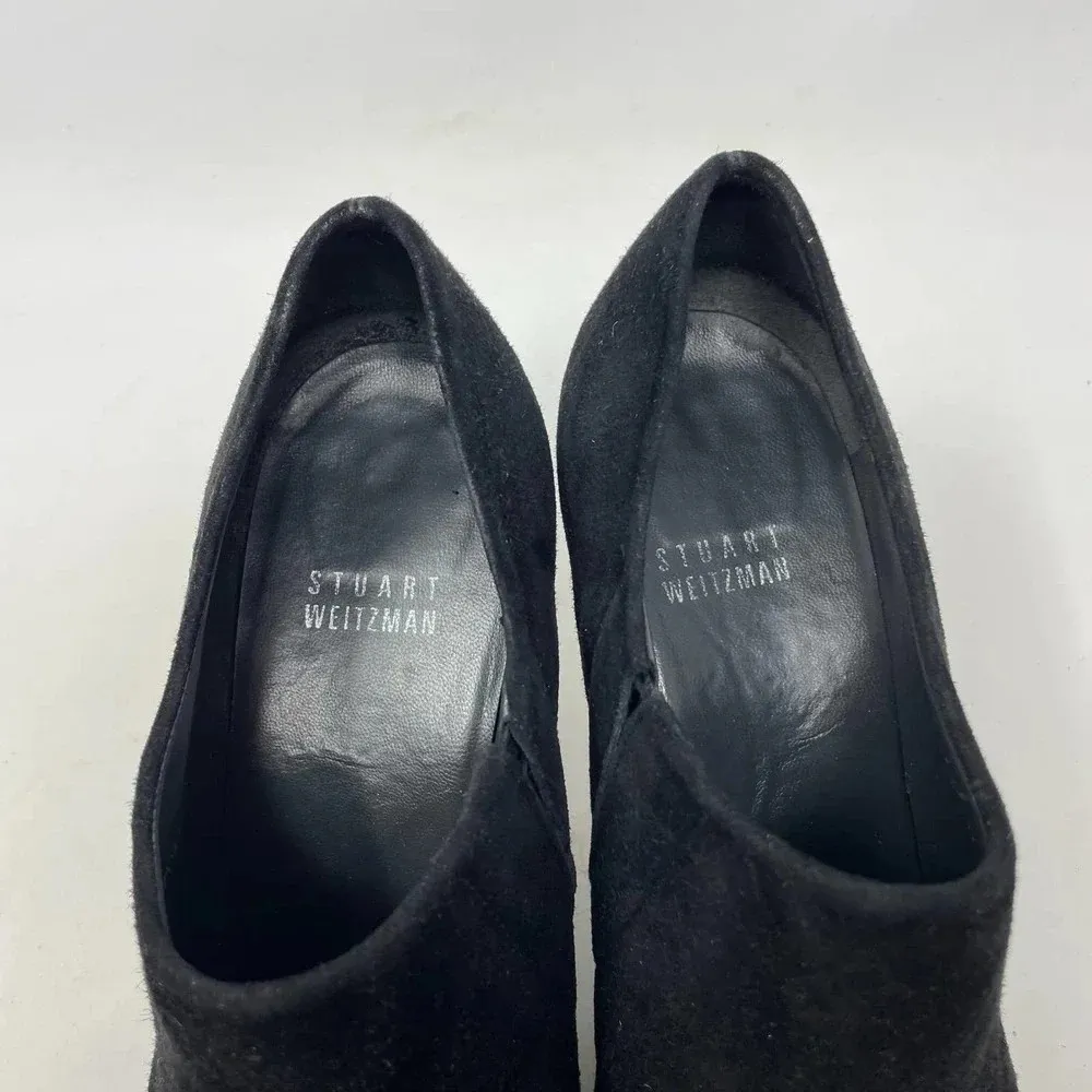 Stuart Weitzman Black Suede Pointed Toe‎ Stiletto Heel Ankle Bootie Size 7.5 - Image 7