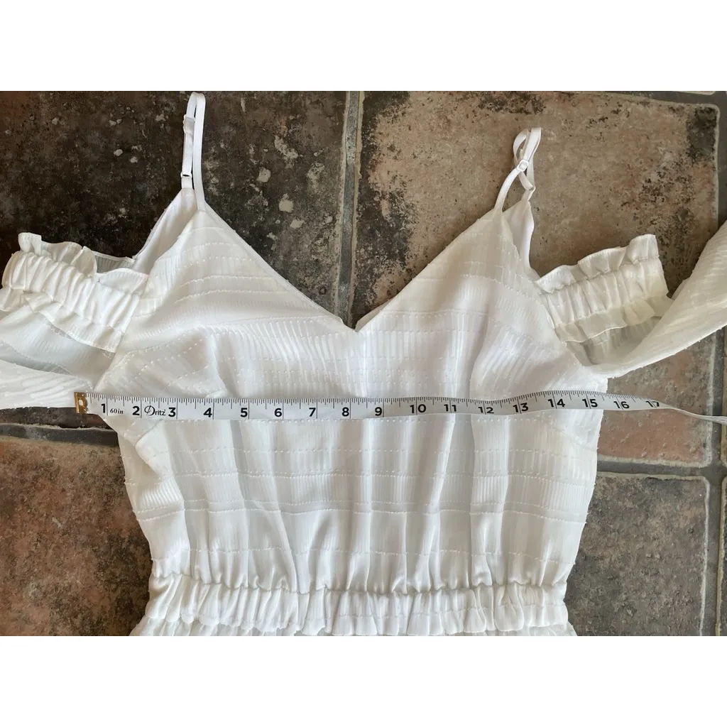 Bebe Julissa White Texture Chiffon Dress XS - Image 7