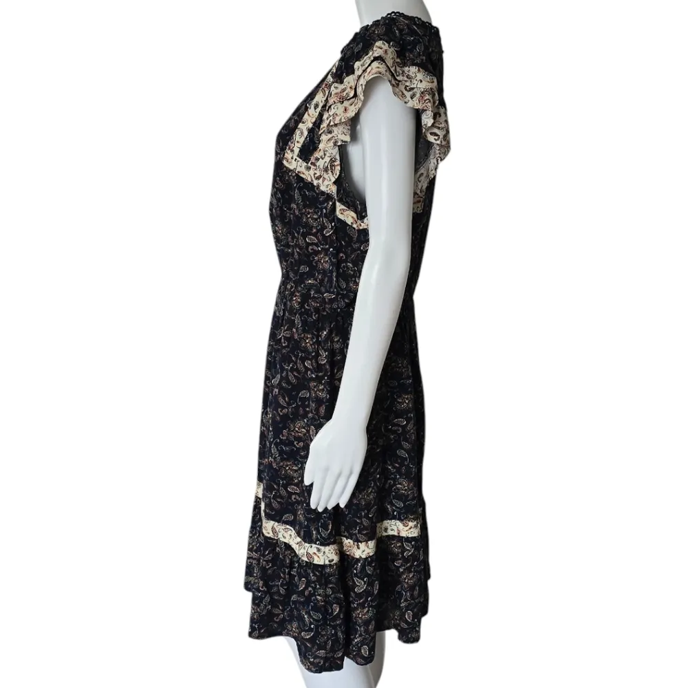 Maurices Navy Paisley Mixed Print Flutter Sleeve Mini Dress Size Large - Image 3