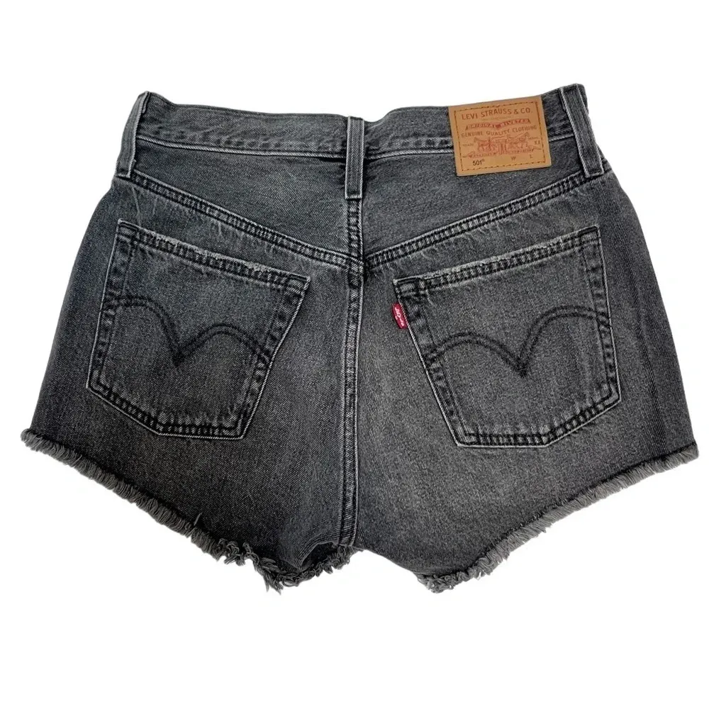 Levi's Premium 501 Cut Off Denim Shorts 100% Cotton Button Fly Black Size 25 - Image 5