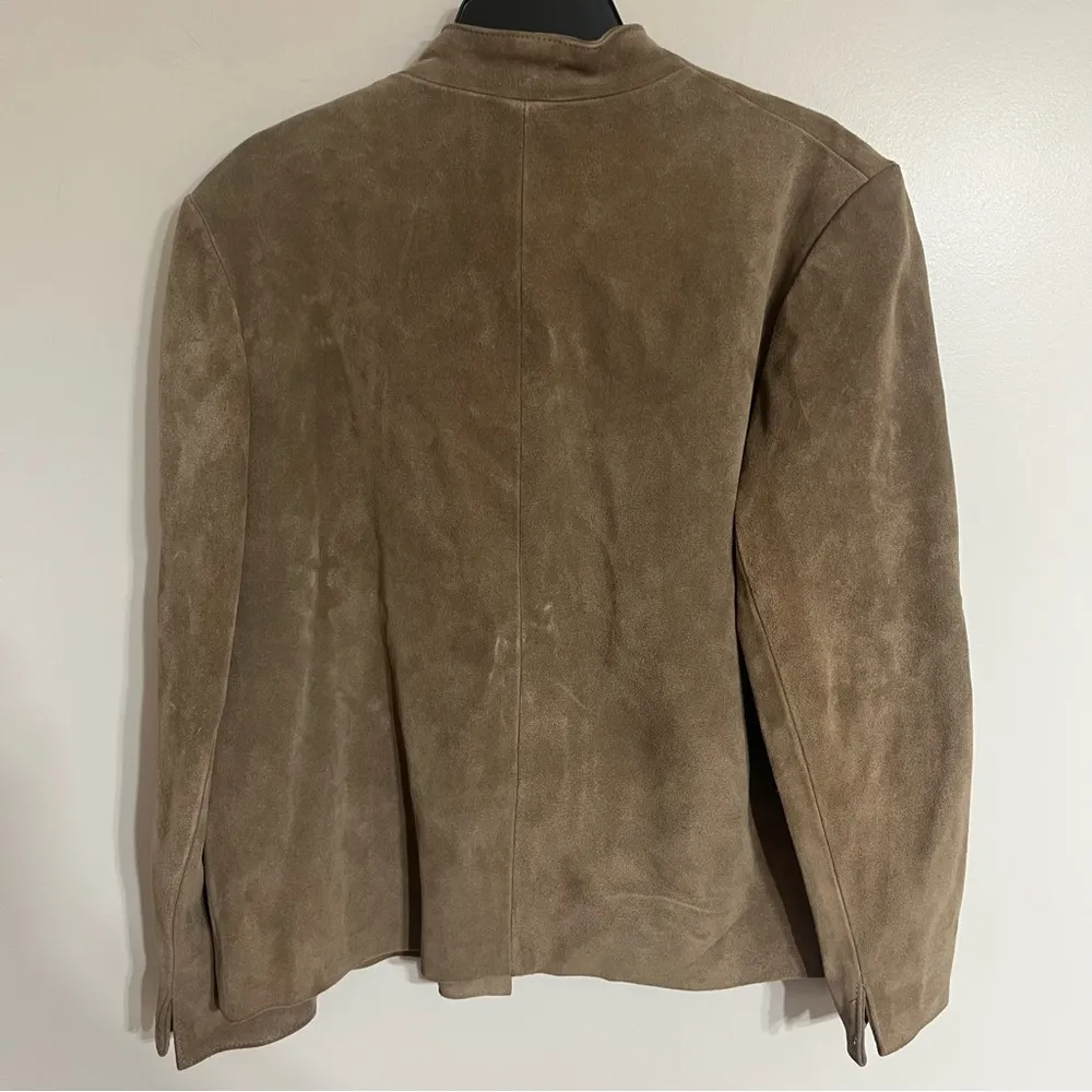 Women’s Vintage A&F Originals Leather Lined‎ Open Front Jacket Size 15/16 Tan Size L - Image 7
