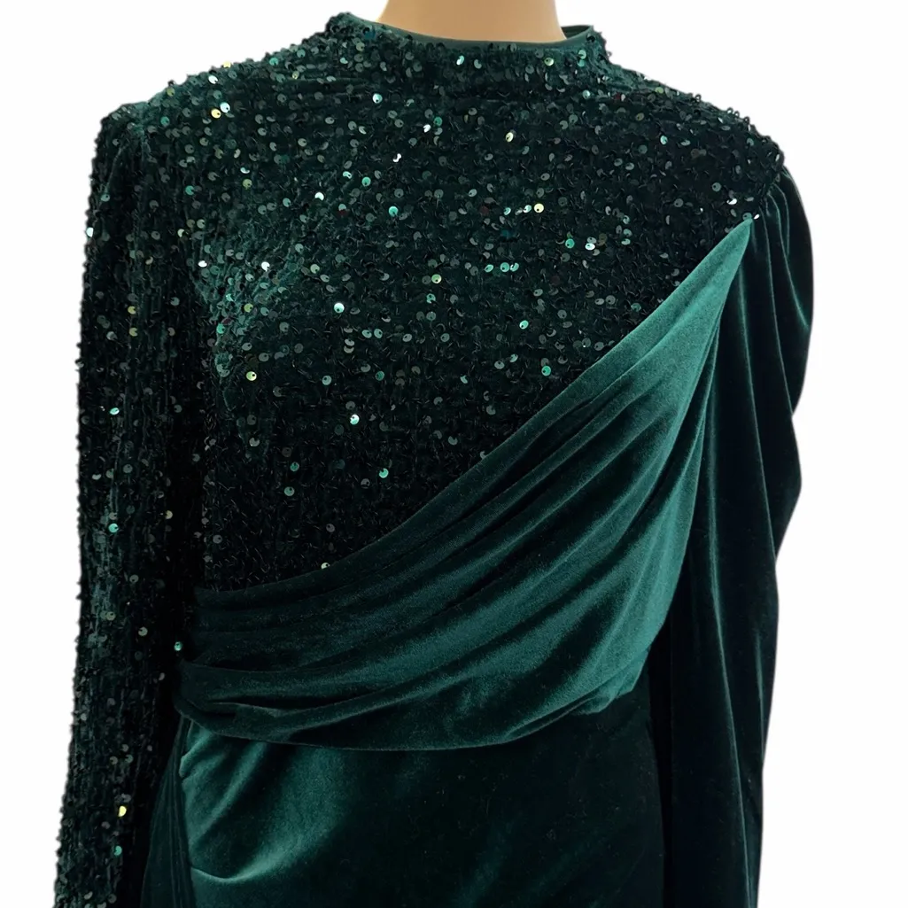 Faeriesty Emerald Green Velvet Sequin Gown Womens Plus Size 2XL - Image 5