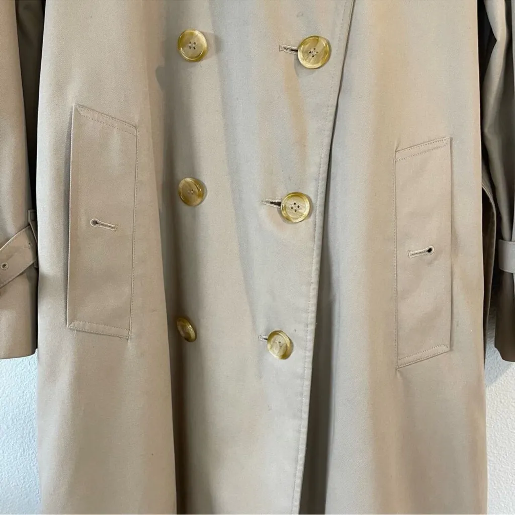 Burberry Vintage Women's Tan Cotton Long Trench Coat w/ Belt (10 L) - Image 5