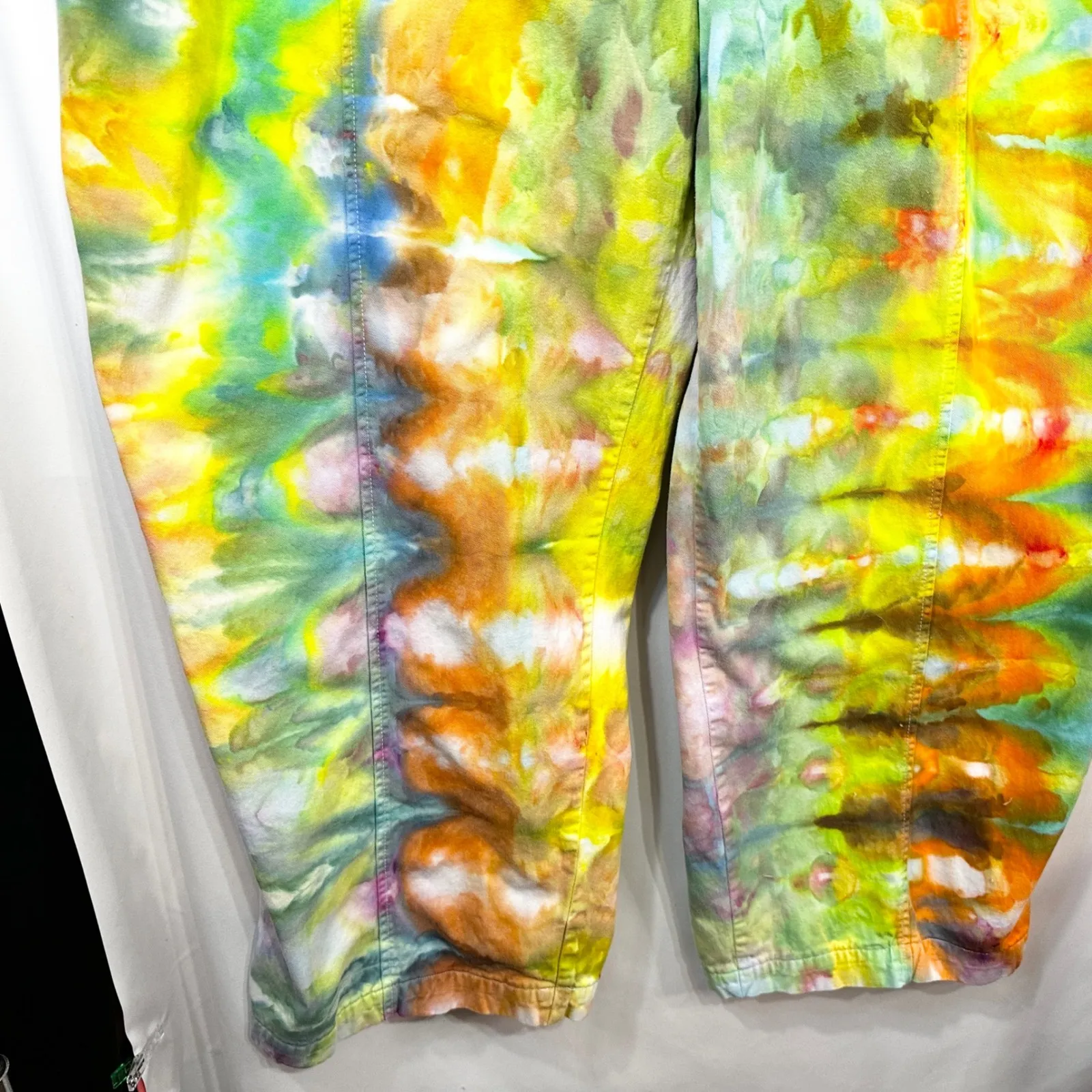 Mainstreet Blues Plus Size 36T Pants Handmade Tie Dye Elastic Yellow Green 1081 - Image 5
