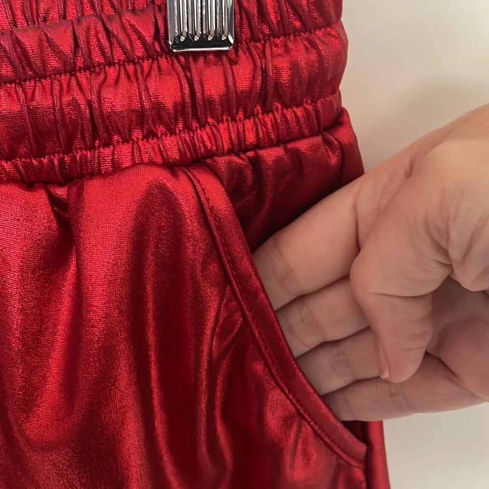 PoshDiva Red Metallic Roller Derby Shorts Large - Image 4