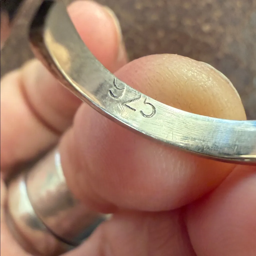 Sterling Silver black onyx checkered lightening bolt Statement Ring adjustable - Image 9