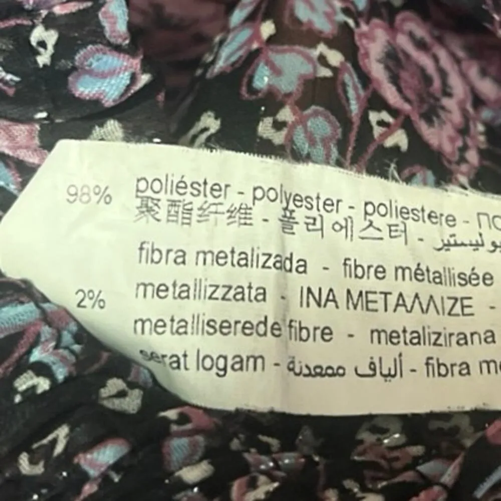 Zara Multicolor Floral Metallic V-neck Balloon Long Sleeve Crop Blouse Top Sz XS - Image 5