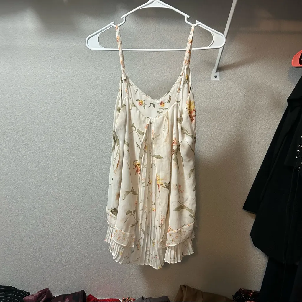 White House Black Market Floral Layered Cami Blouse SMALL - Image 6