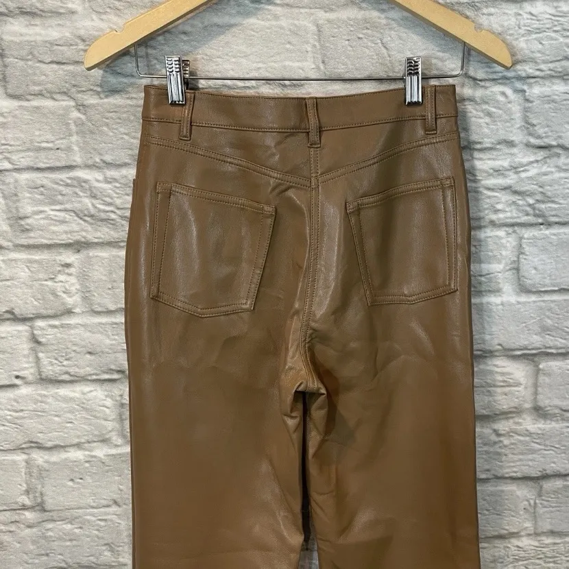 Wilfred Melina Tan Pleather Pants Faux Leather High Rise Straight Leg Sz 2 - Image 6